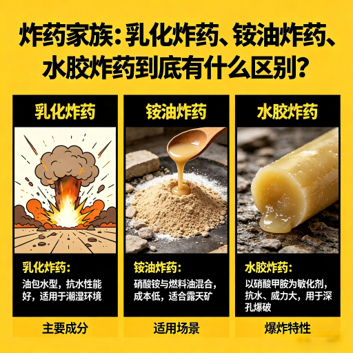 积石山炸药家族：乳化炸药、铵油炸药、水胶炸药到底有什么区别？
